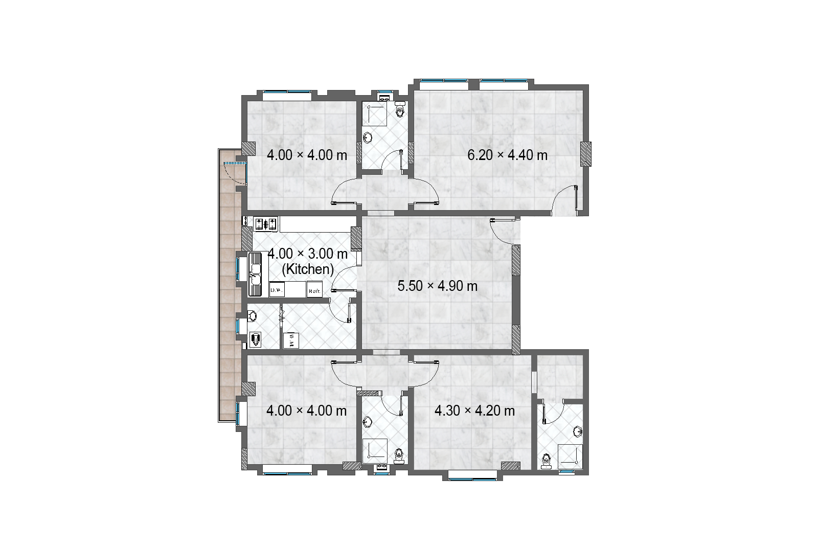 Floor plan for 4 Rooms at Jeddah View Compound