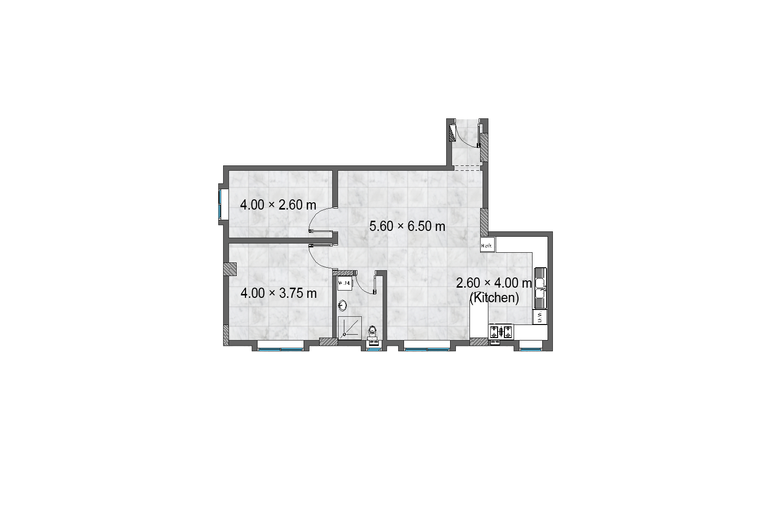 Floor plan for 2 Rooms at Jeddah View Compound